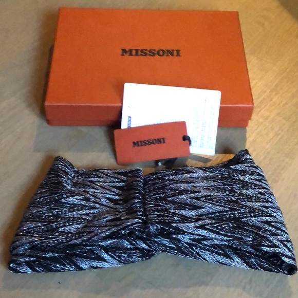 Missoni headband sash knit black silver NWT authentic - Picture 7 of 15